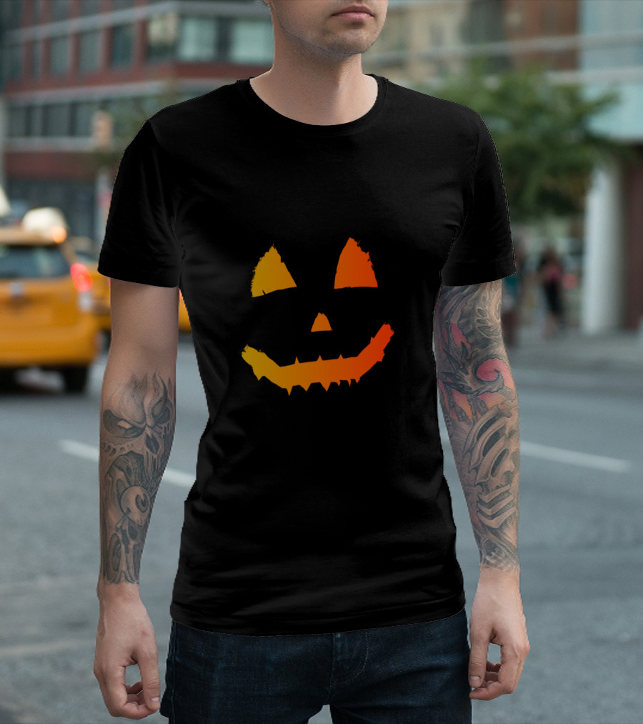 Glowing Pumpkin Smile Jack-O'-Lantern Face T-Shirt