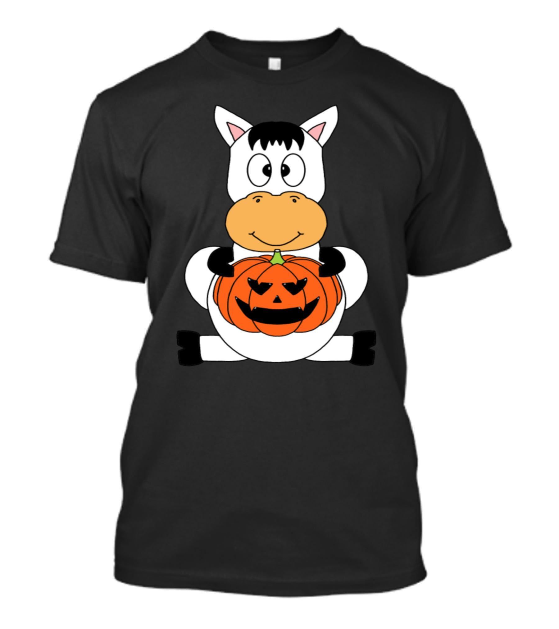 Cute Horse With Halloween Pumpkin Face T-Shirt
