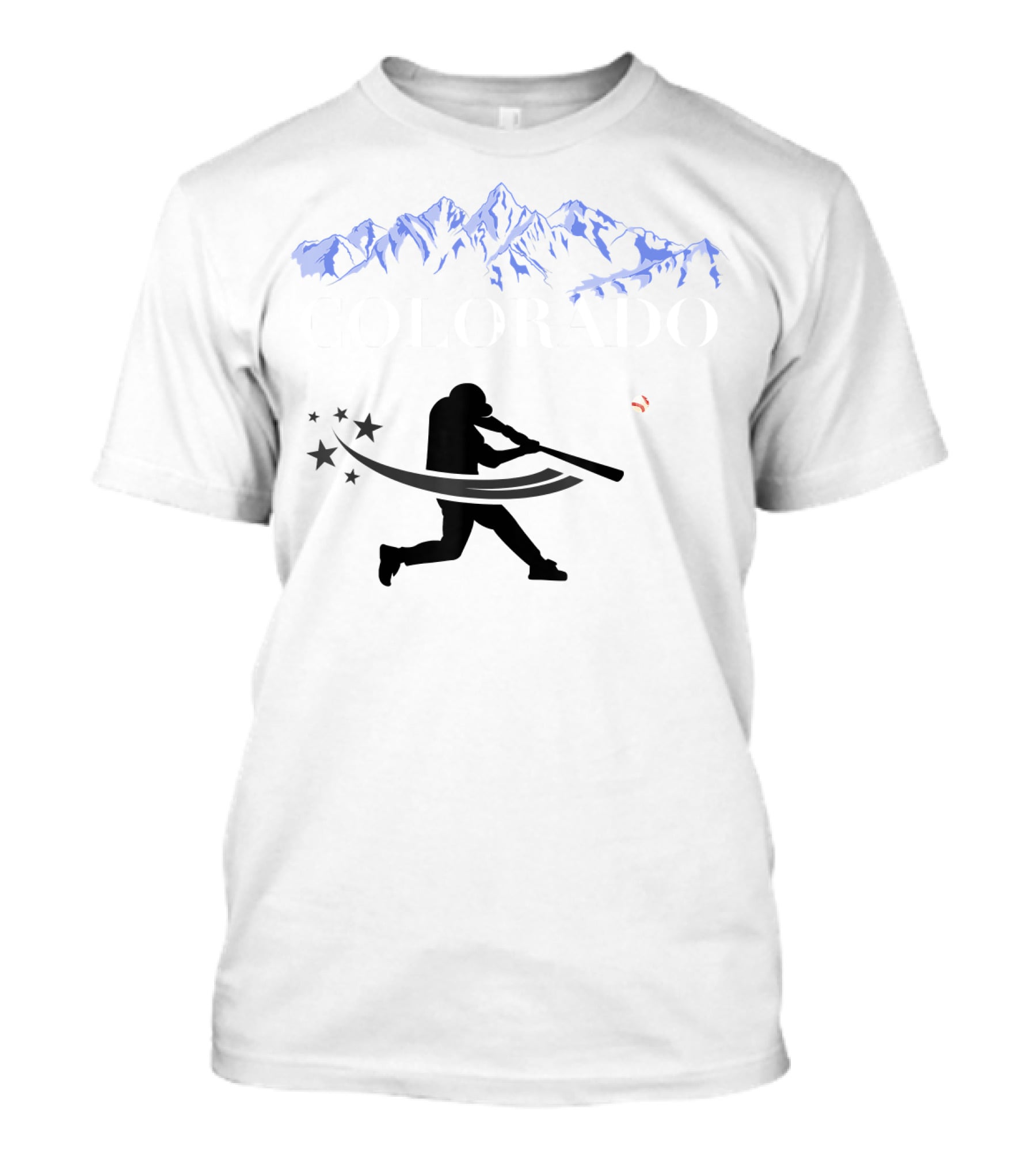 Colorado Rocky Mountain Baseball Silhouette And Stars T-Shirt