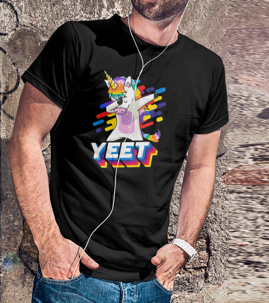 YEET Colorful Dabbing Dancing Unicorn T-Shirt
