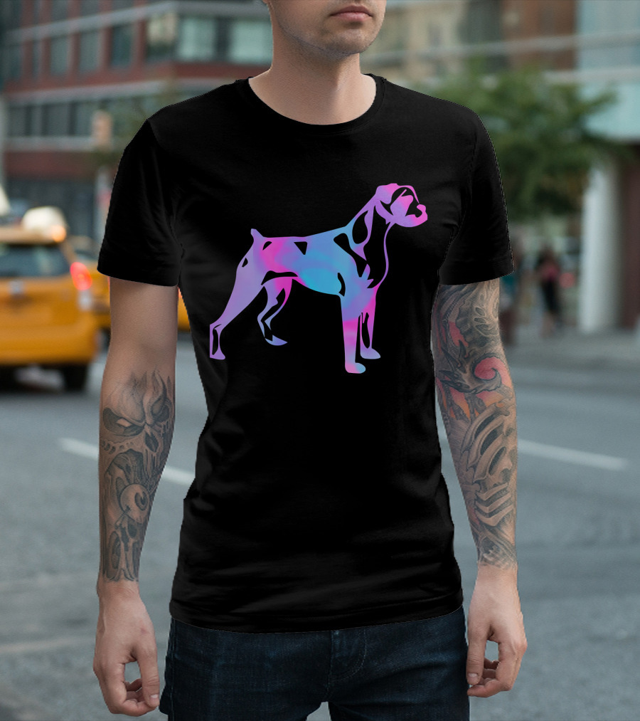 Colorful Watercolor Boxer Dog Psychedelic T-Shirt
