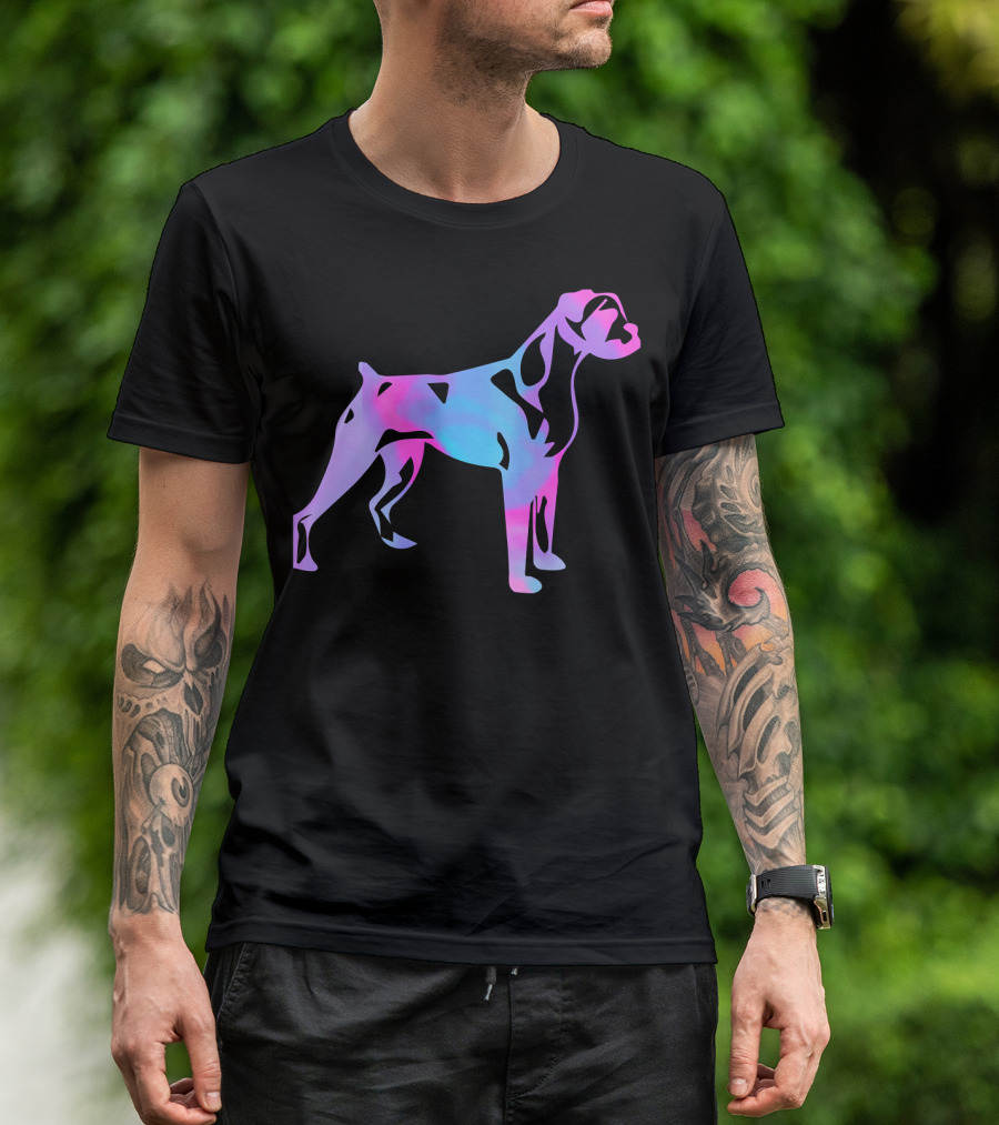 Colorful Watercolor Boxer Dog Psychedelic T-Shirt