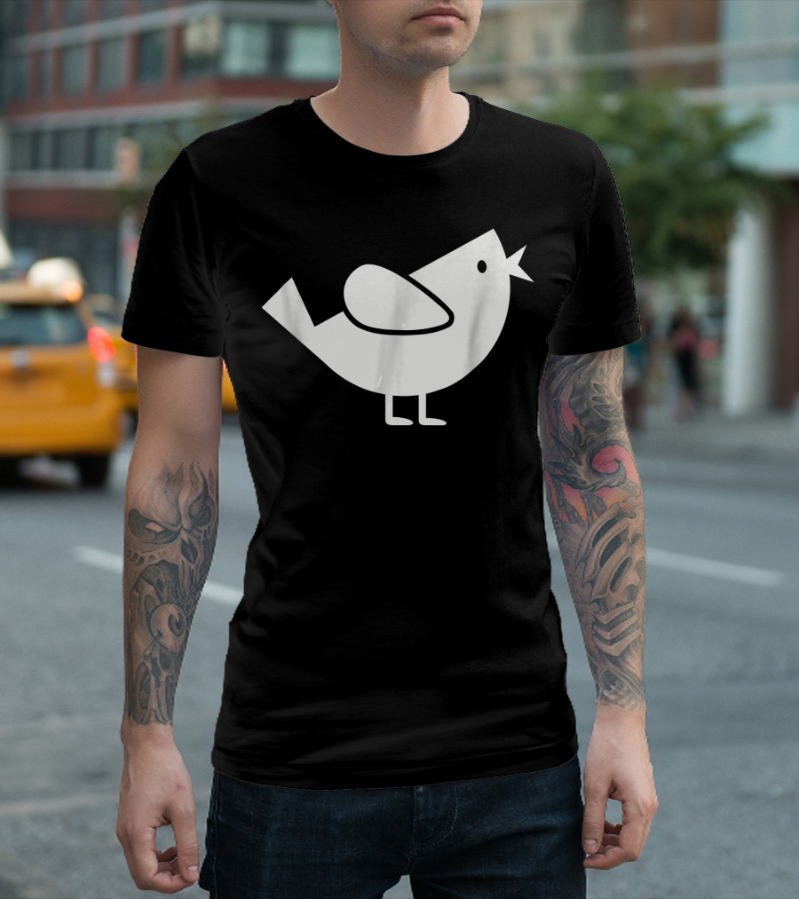 Comic Bird Black And White Minimalist T-Shirt