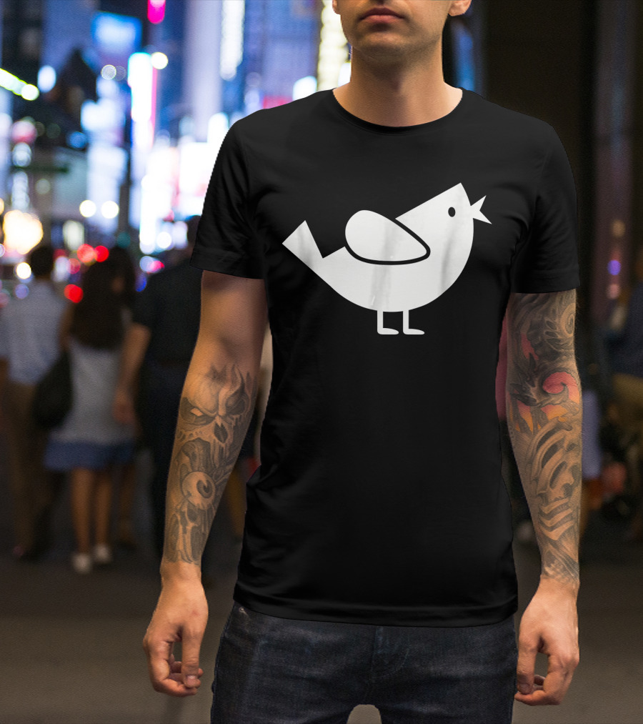 Comic Bird Black And White Minimalist T-Shirt