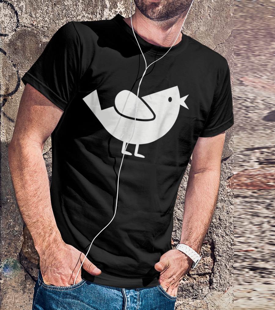 Comic Bird Black And White Minimalist T-Shirt