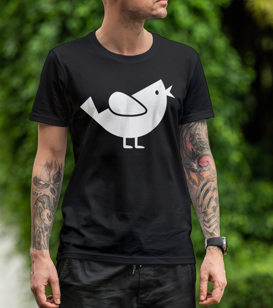 Comic Bird Black And White Minimalist T-Shirt