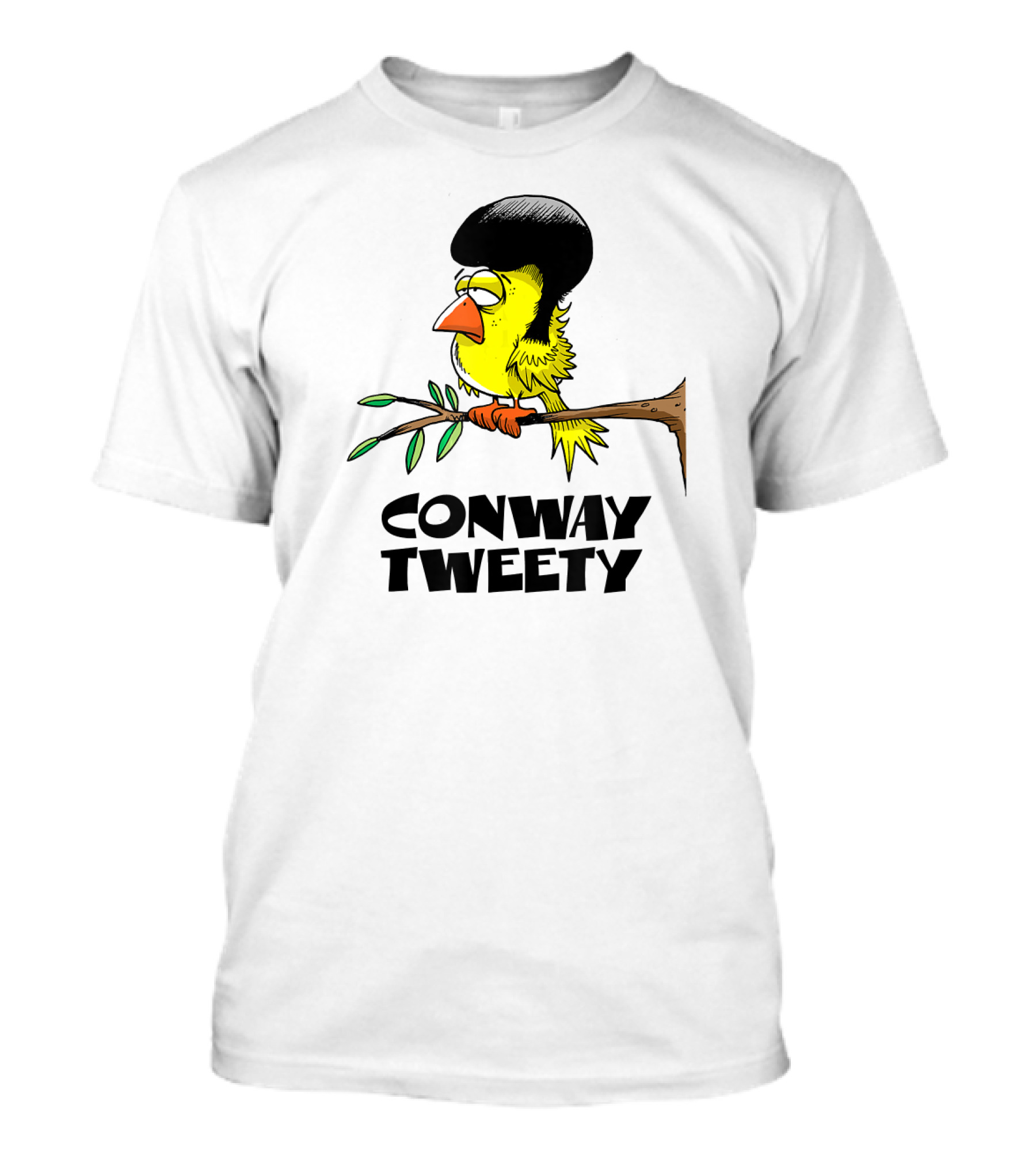 Conway Tweety Funny Cartoon Bird With Hair On Branch T-Shirt