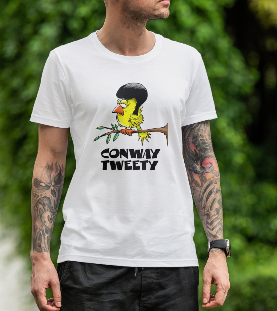 Conway Tweety Funny Cartoon Bird With Hair On Branch T-Shirt