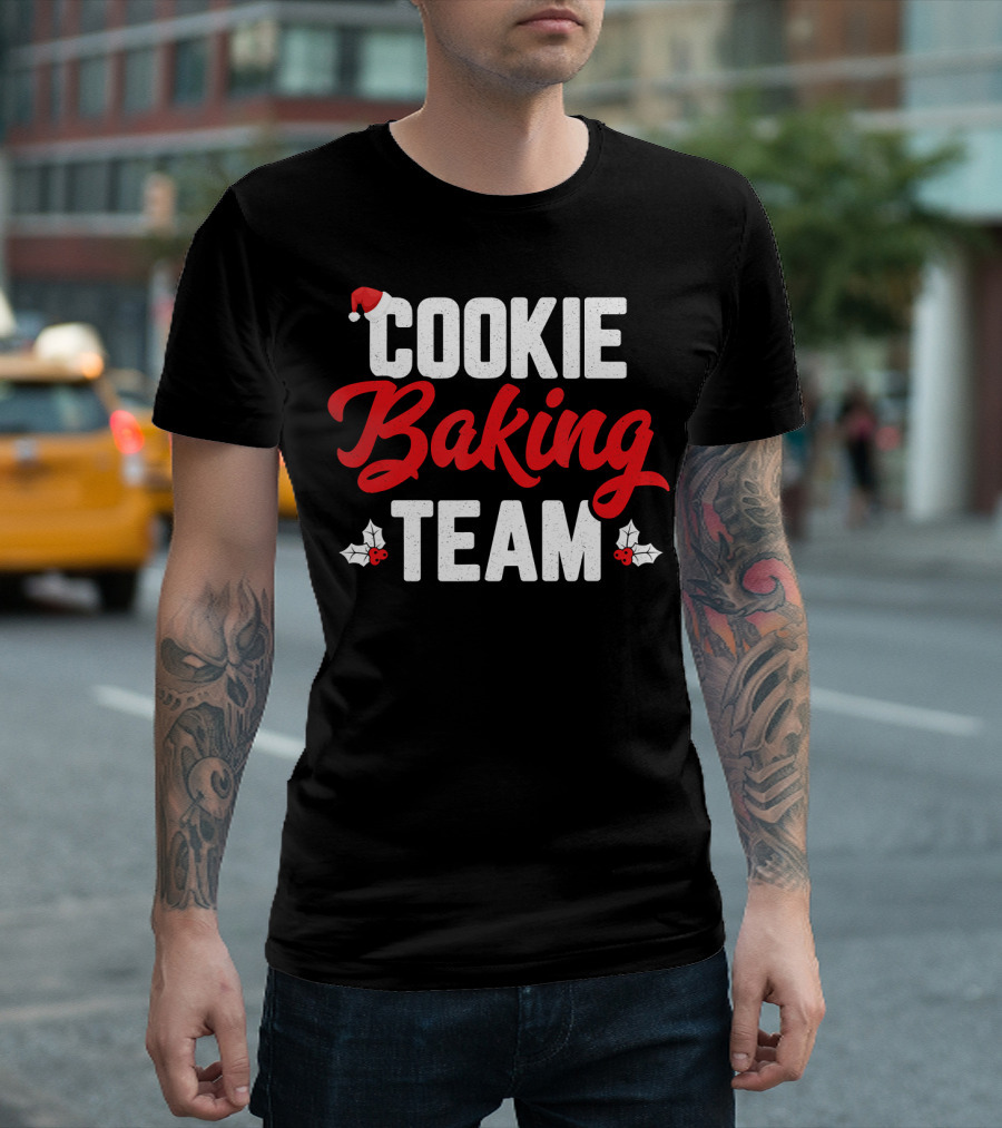 Cookie Baking Team Santa Hat Holly Christmas T-Shirt