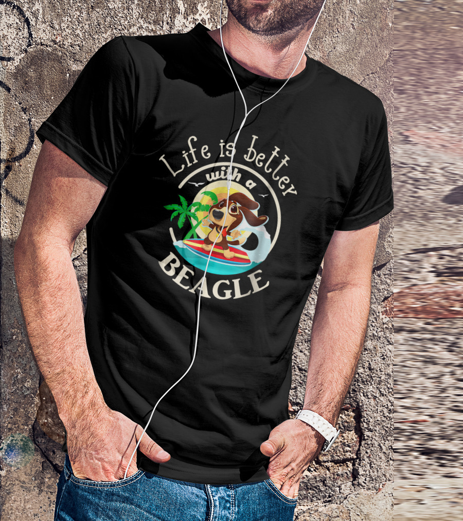 Life Is Better With A Beagle Surfing Adventure T-Shirt