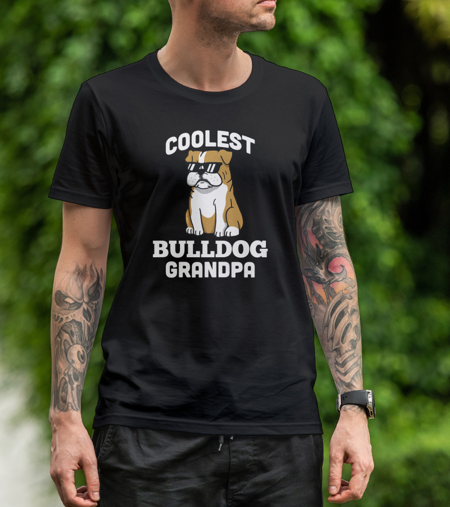 Coolest Bulldog Grandpa Funny English Dog T-Shirt