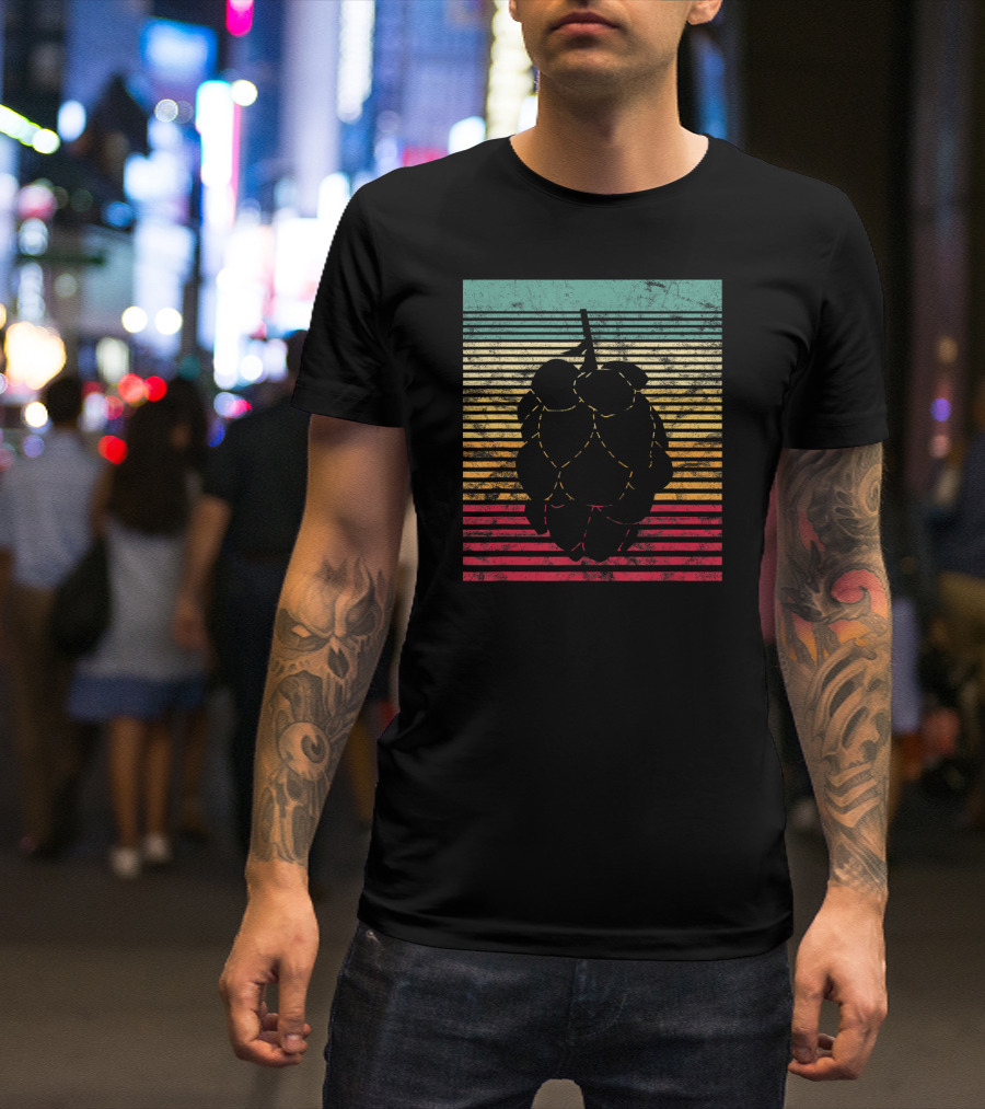 Vintage Hops Leaf Craft Beer Retro Stripes T-Shirt