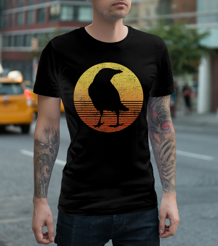 Crow Bird Lover Raven Sunset T-Shirt