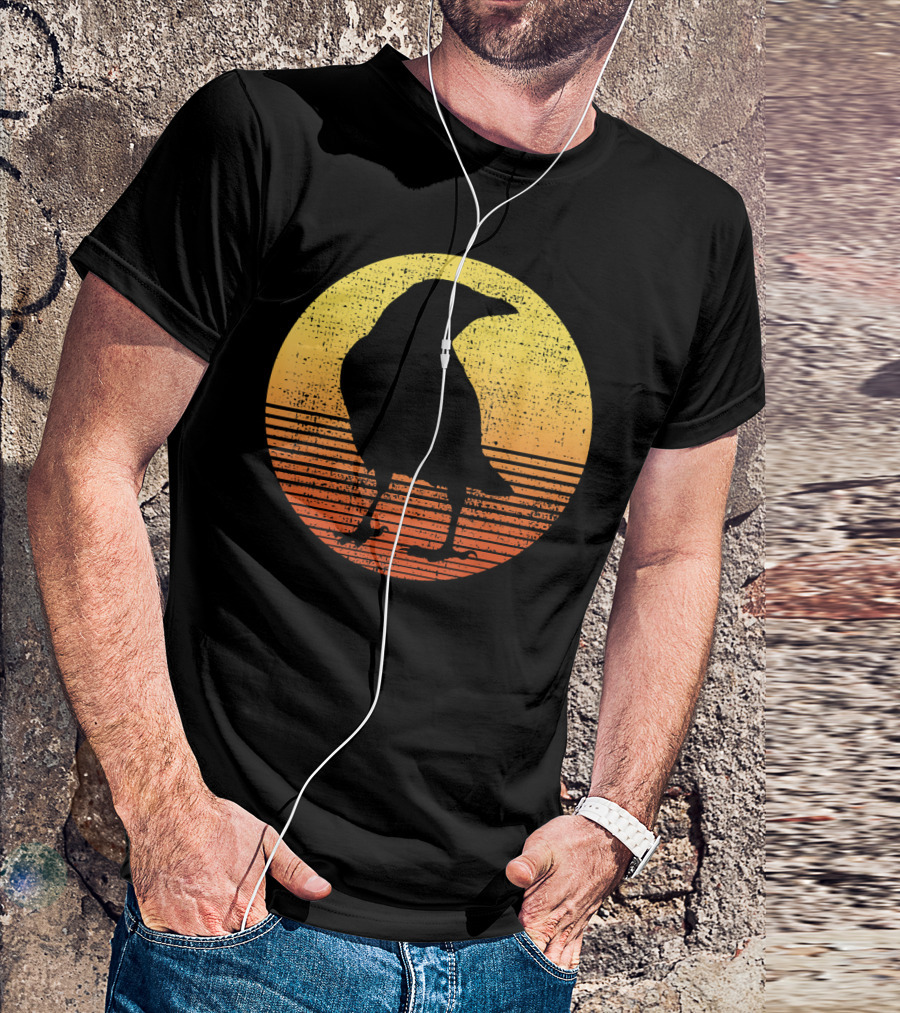 Crow Bird Lover Raven Sunset T-Shirt