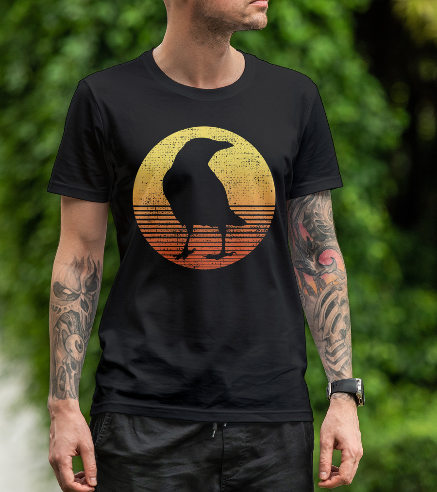 Crow Bird Lover Raven Sunset T-Shirt