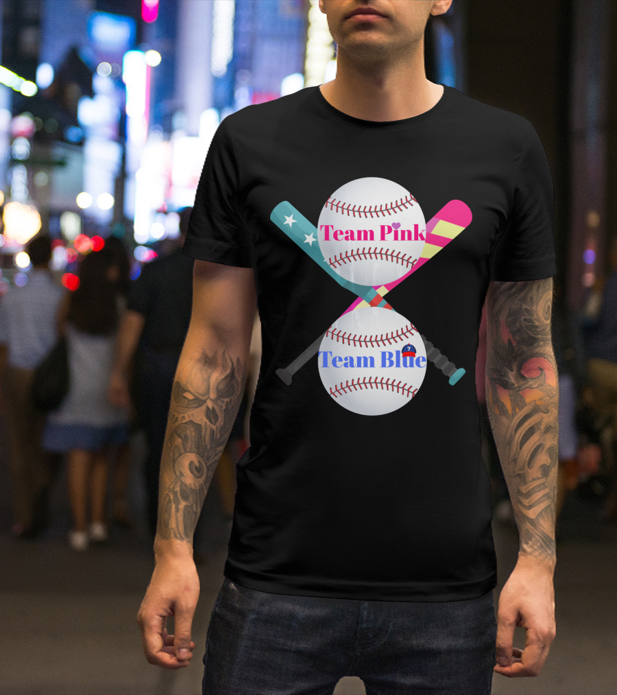 Team Pink Team Blue Cute Baseball Gender Reveal Party T-Shirt