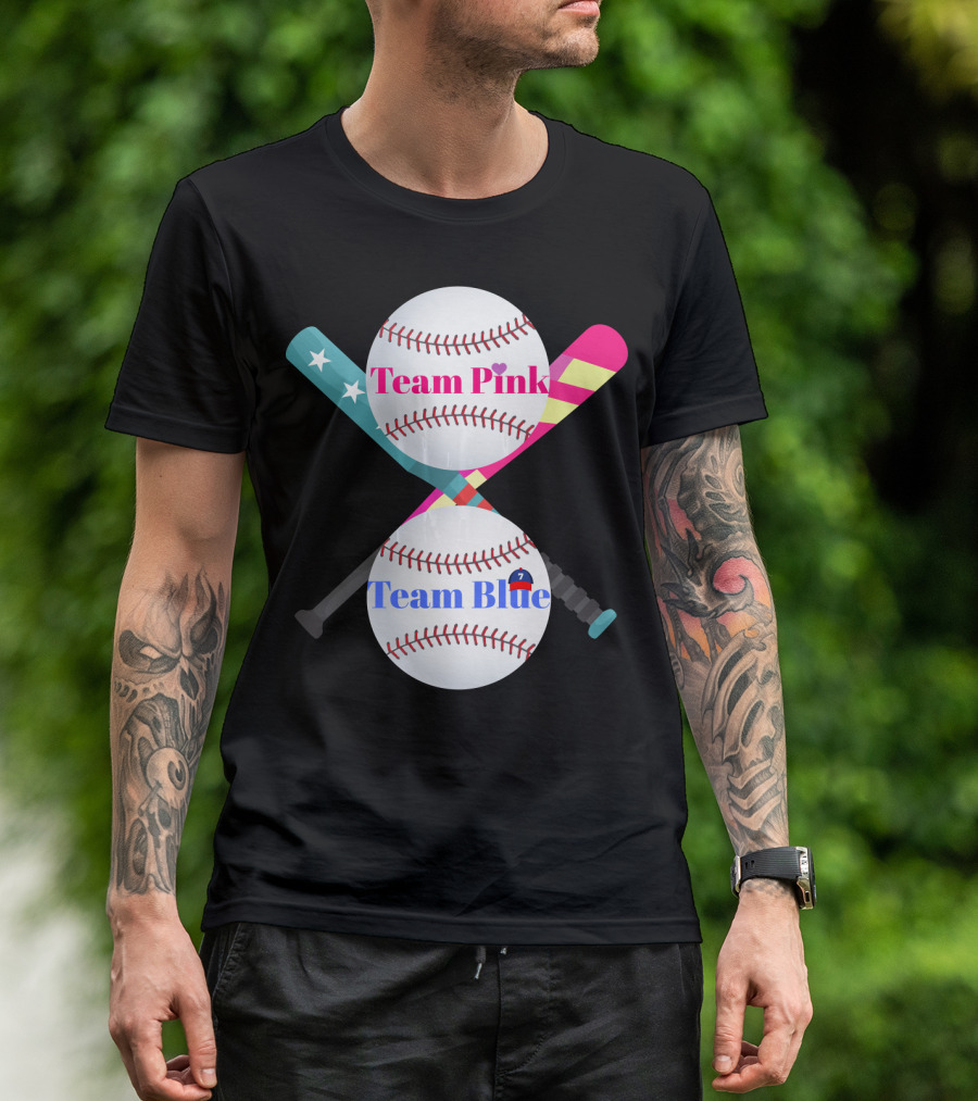 Team Pink Team Blue Cute Baseball Gender Reveal Party T-Shirt