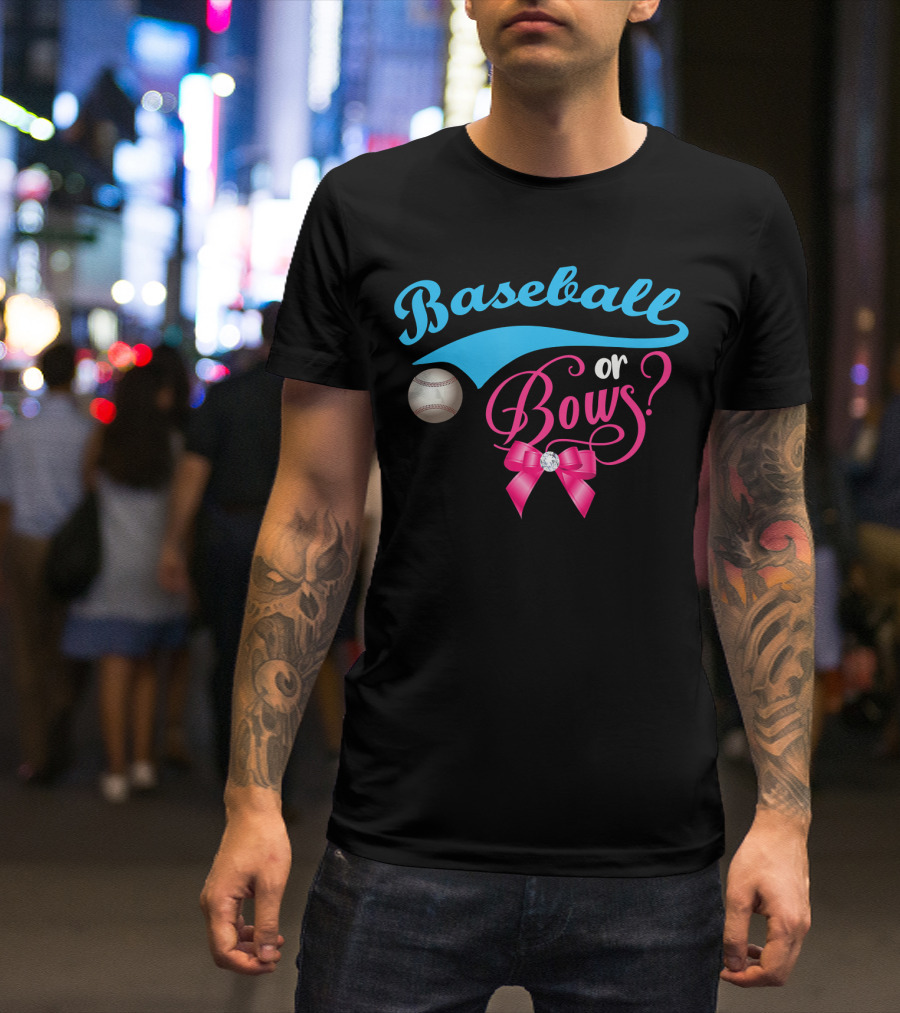 Baseball Or Bows Gender Reveal Party T-Shirt