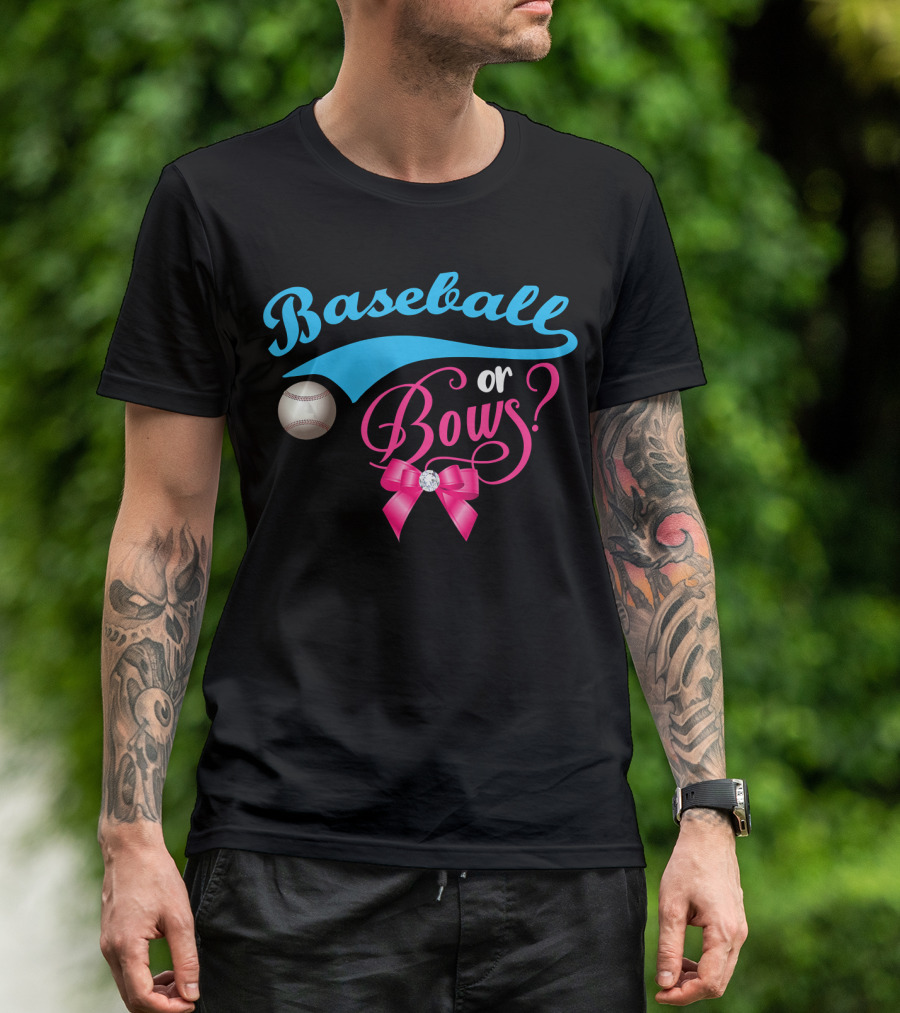 Baseball Or Bows Gender Reveal Party T-Shirt