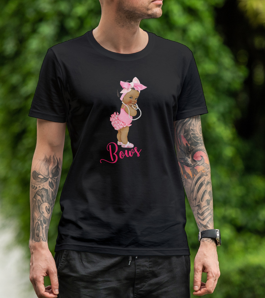 Bows Cute Ethnic Team Girl Gender Reveal T-Shirt