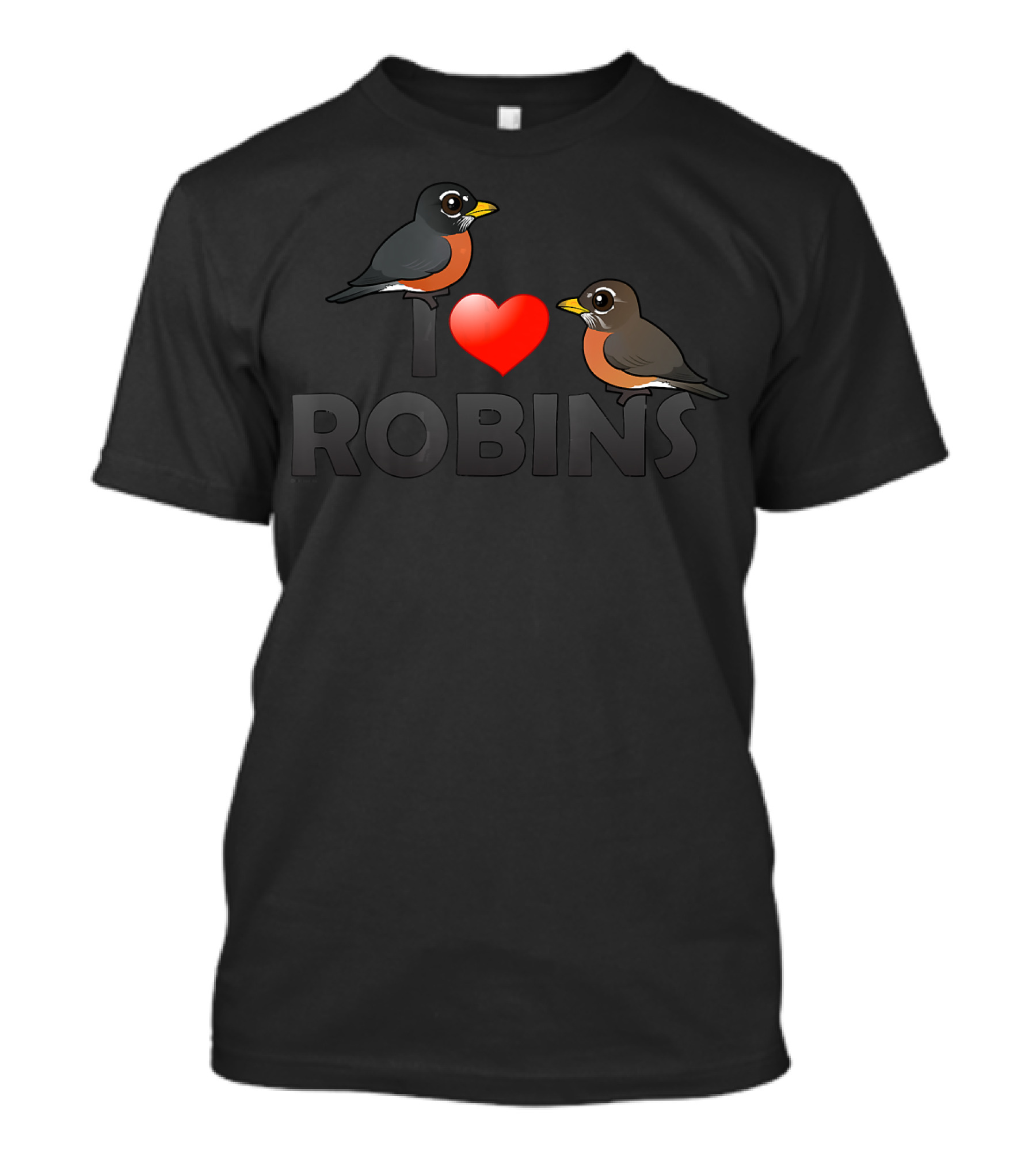 I Love Robins Cute Cartoon Bird T-Shirt