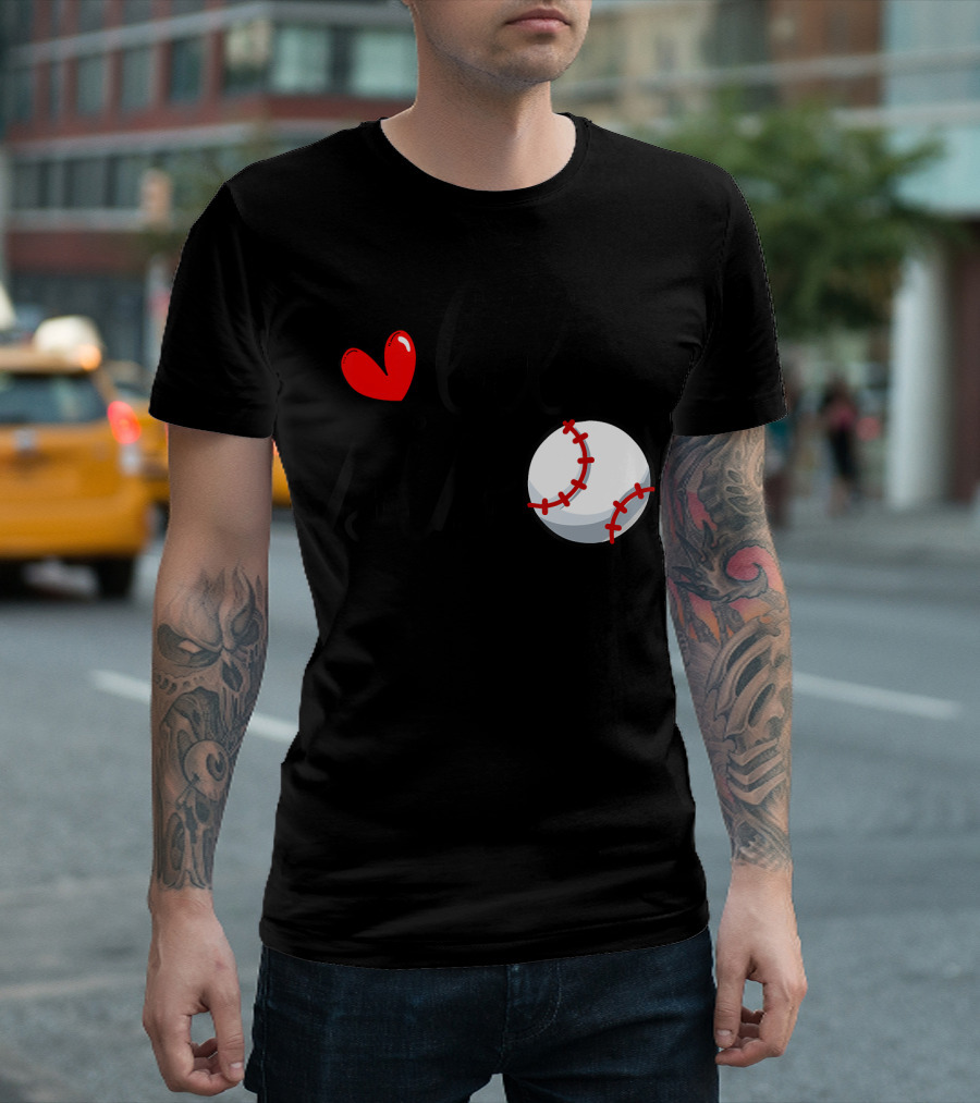 Lil Sis Heart Baseball Sports Playful T-Shirt