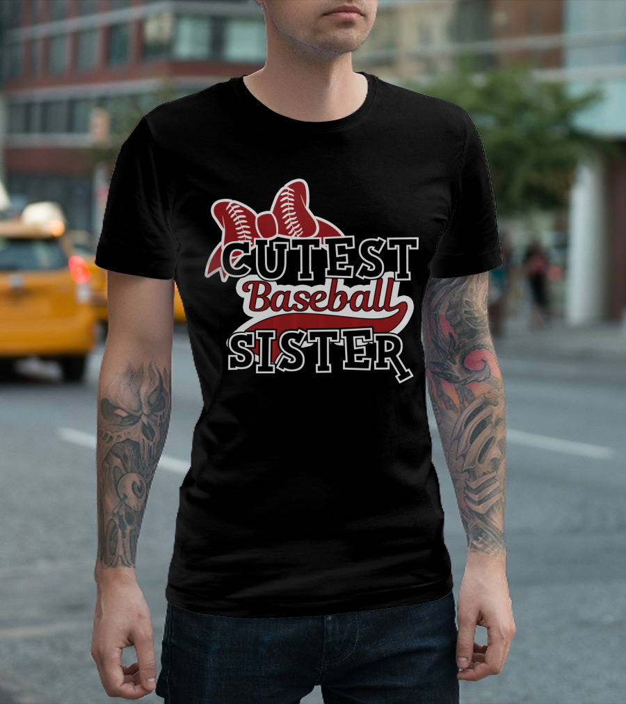 Cutest Baseball Sister Bow T-Shirt