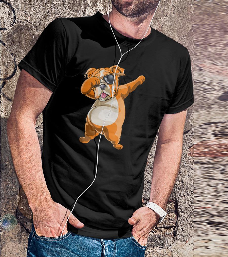 Dabbing English Bulldog Dog Dab With Sunglasses T-Shirt