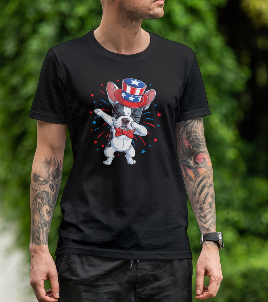 Patriotic Dabbing French Bulldog Uncle Sam 4th Of July T-Shirt