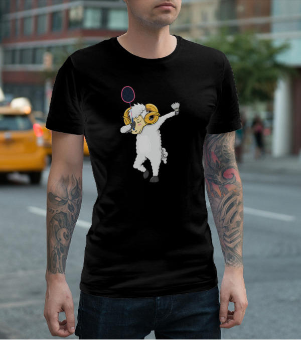 Dabbing Goat Badminton Player With Racket And Shuttlecock T-Shirt