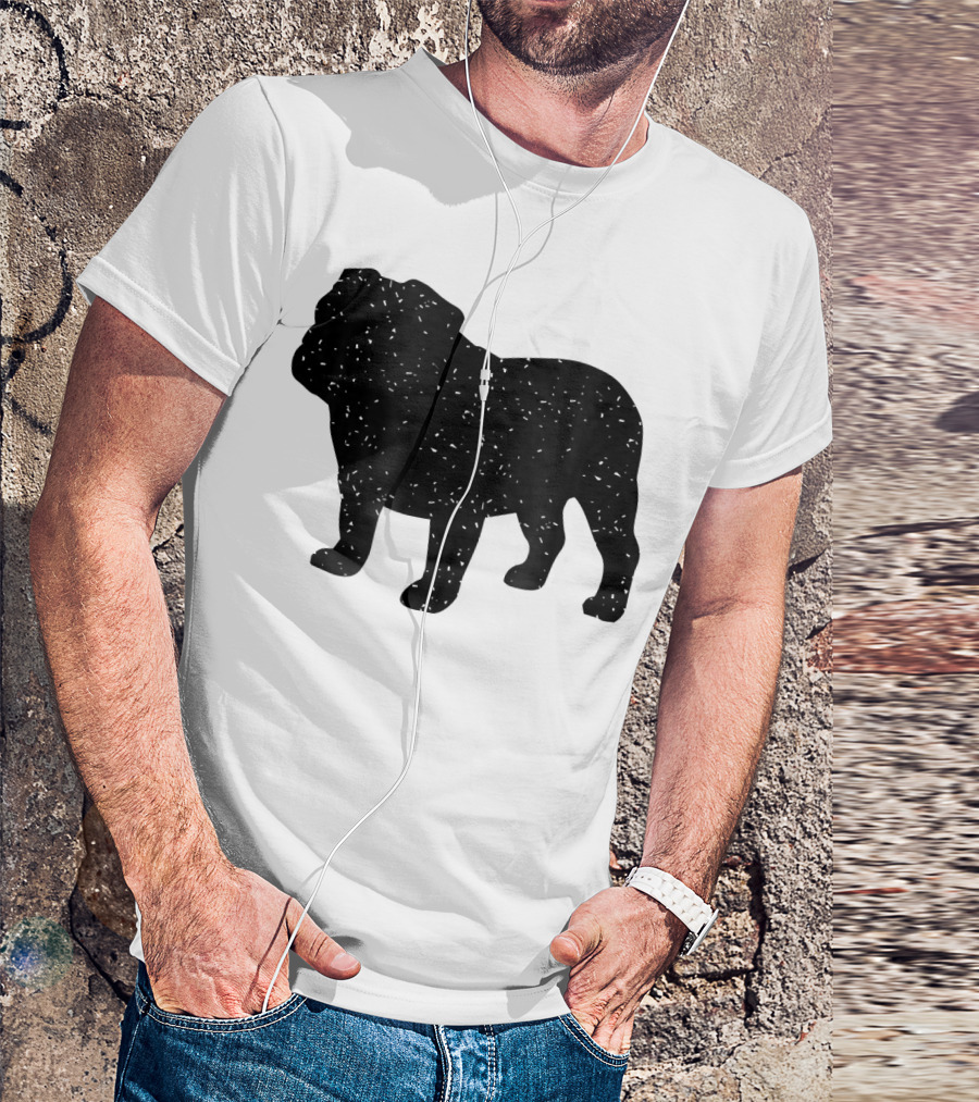 Distressed Black English Bulldog T-Shirt