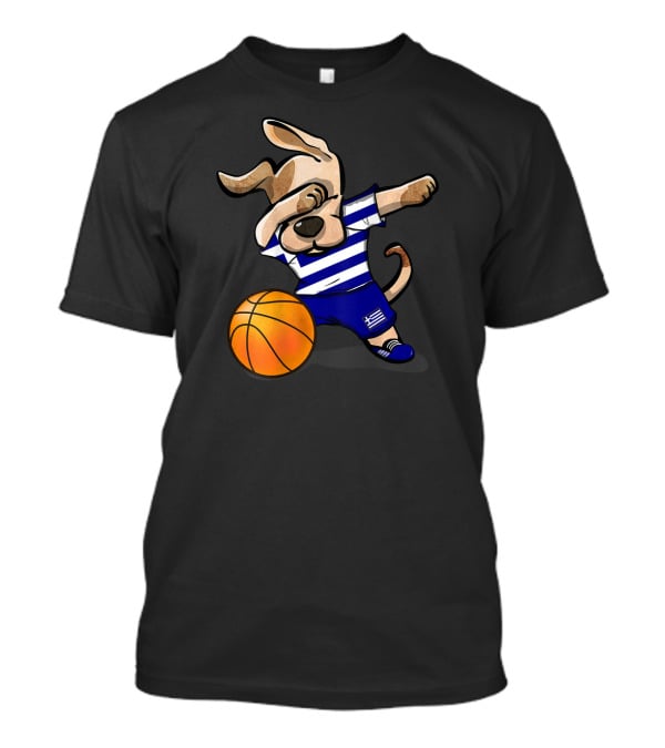 Dog Dabbing Basketball Greece Greek Jersey T-Shirt