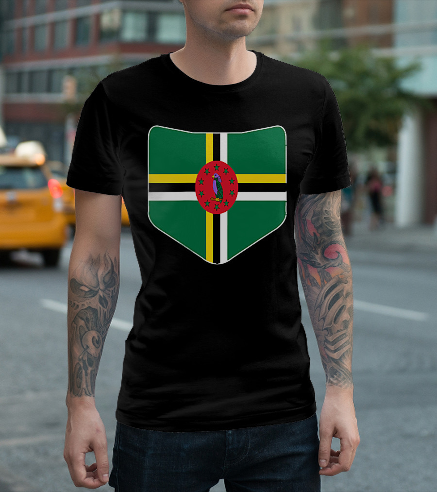 Dominica Flag With Printed Dominic Emblem T-Shirt