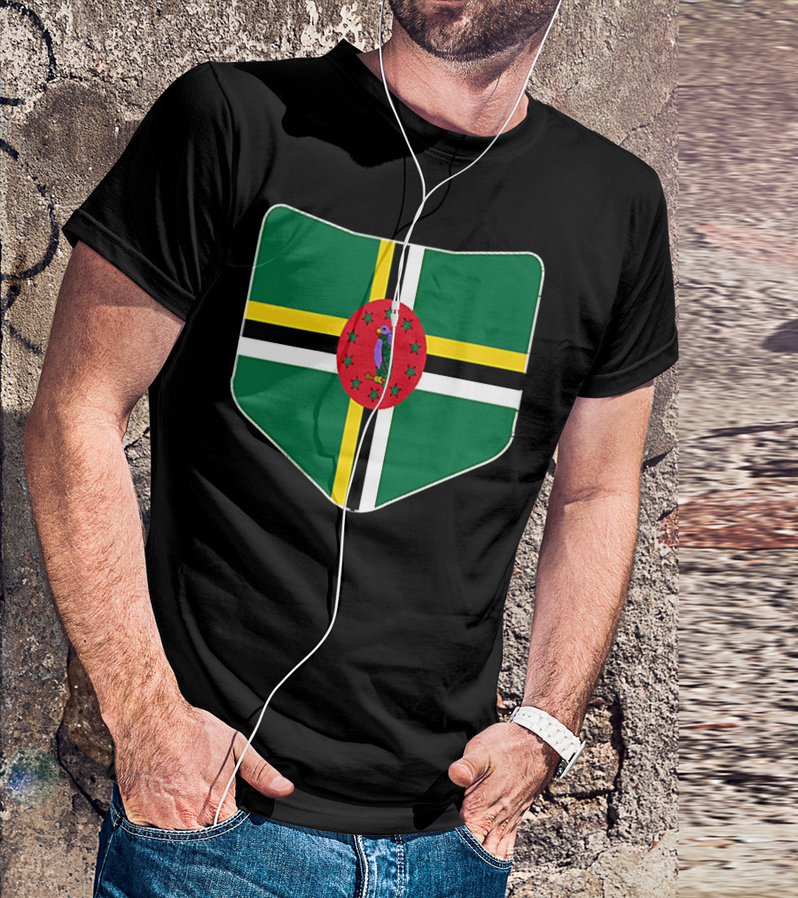 Dominica Flag With Printed Dominic Emblem T-Shirt