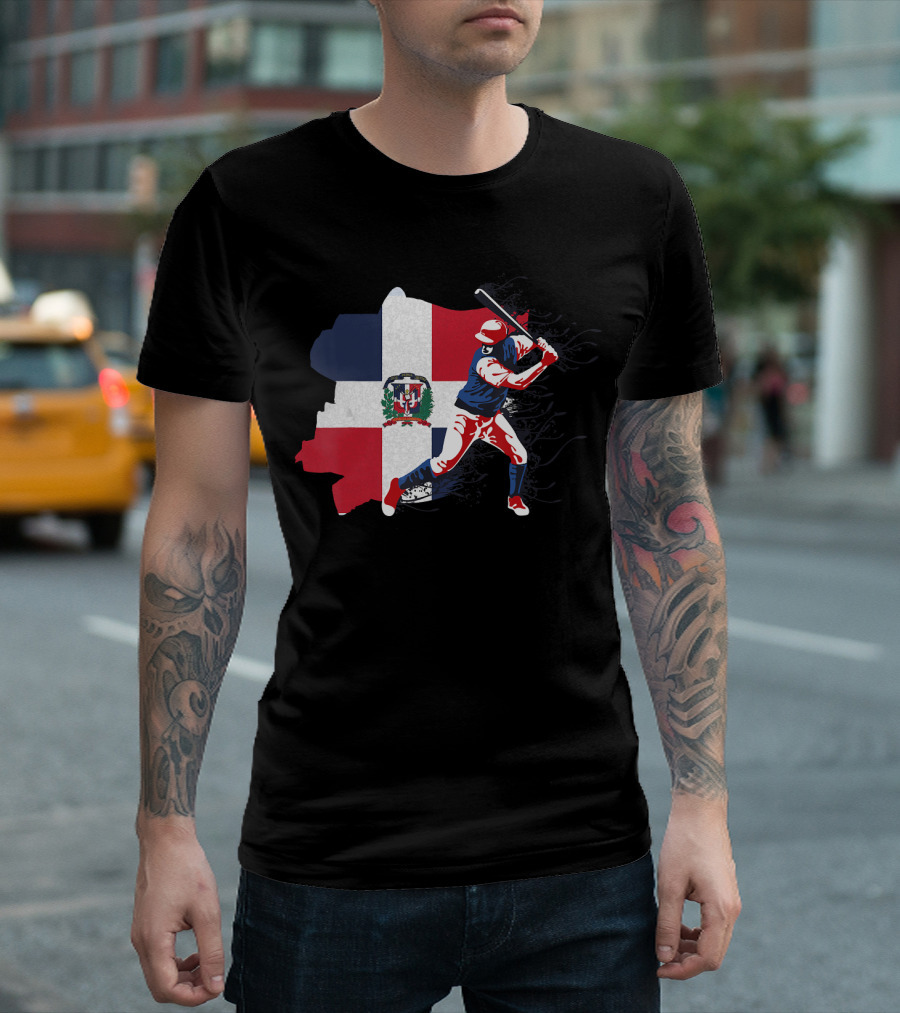 Dominican Republic Flag Baseball Batter T-Shirt