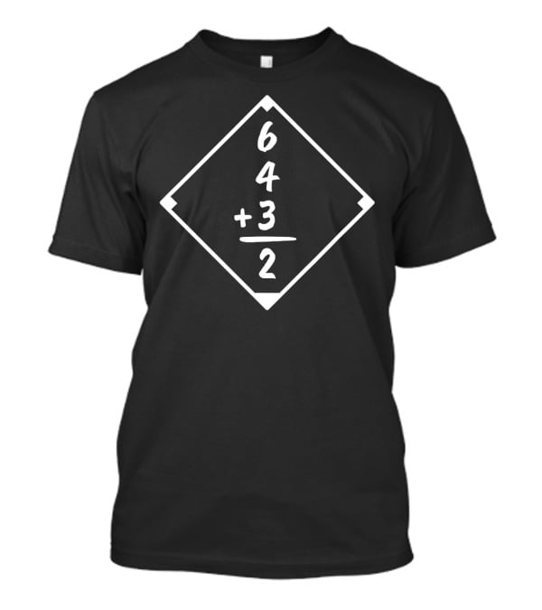 Double Play 6+4+3=2 Funny Baseball Lovers Diamond Diagram T-Shirt