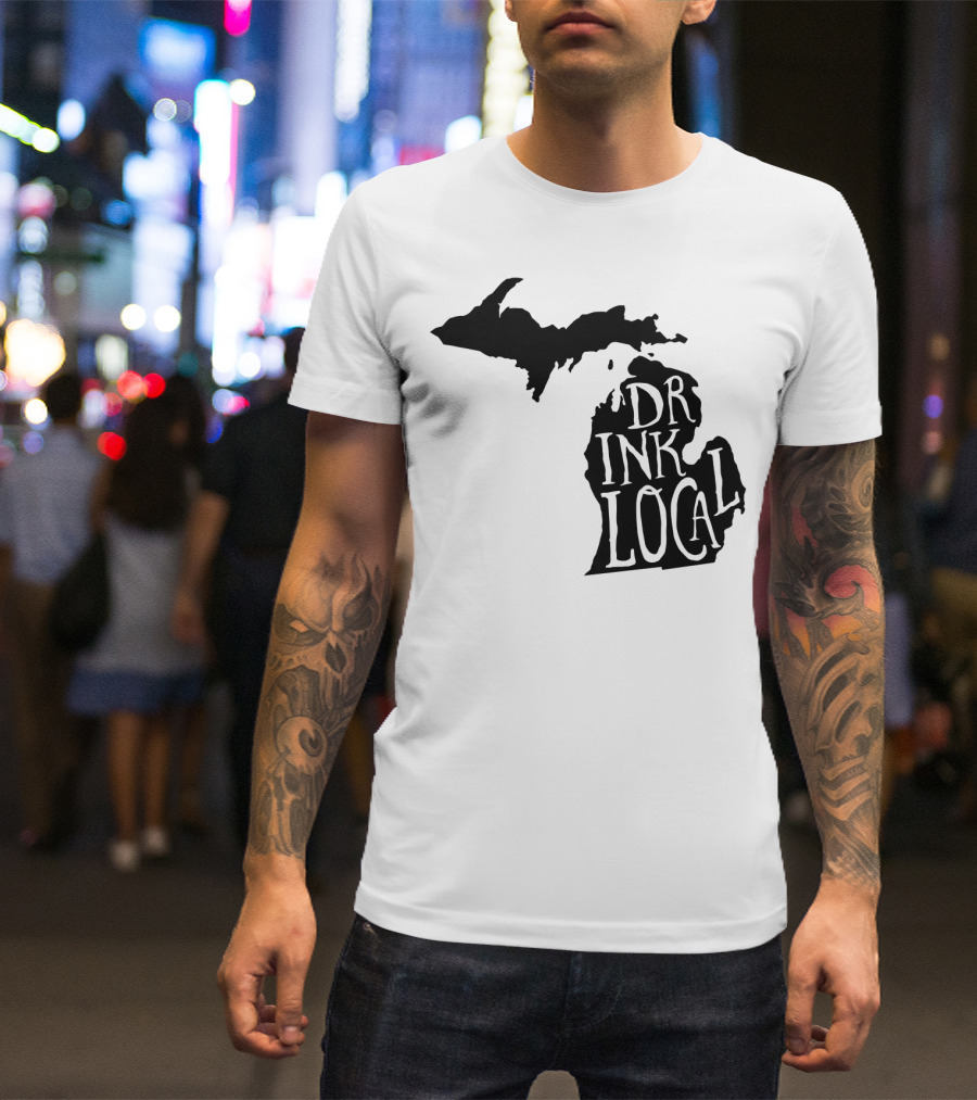 Drink Local Michigan State Outline Craft T-Shirt