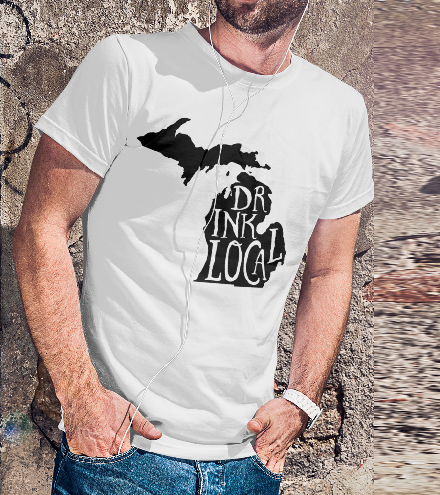 Drink Local Michigan State Outline Craft T-Shirt