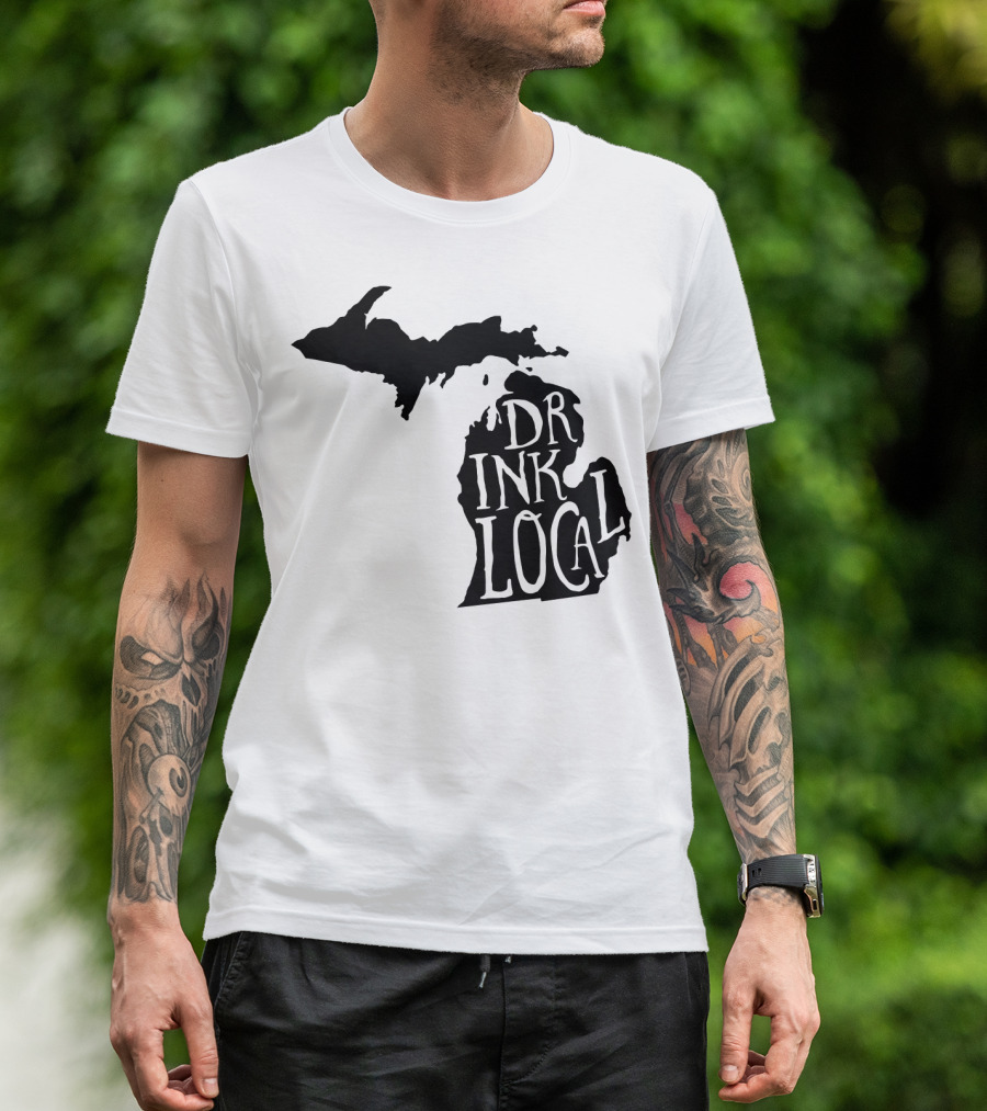 Drink Local Michigan State Outline Craft T-Shirt