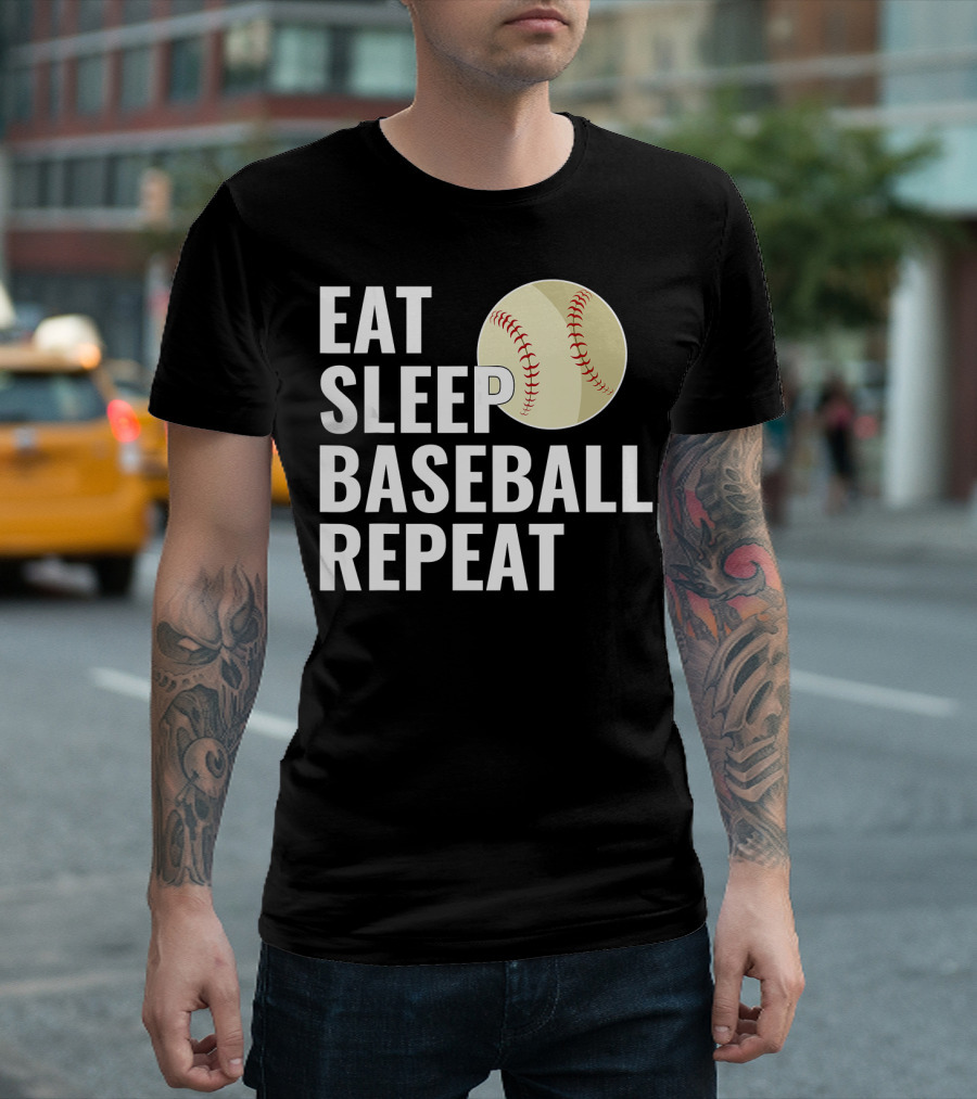 Eat Sleep Baseball Repeat Men Kid Bo Sports Lifestyle T-Shirt