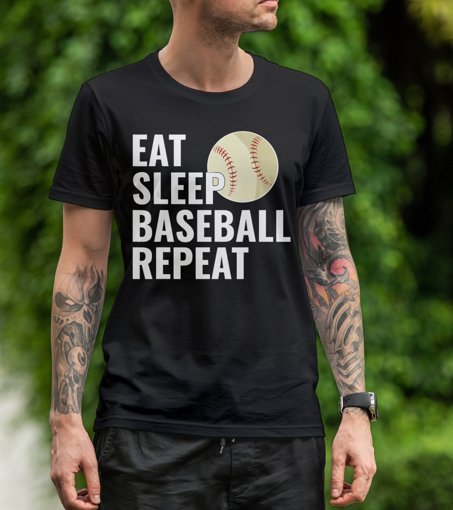 Eat Sleep Baseball Repeat Men Kid Bo Sports Lifestyle T-Shirt