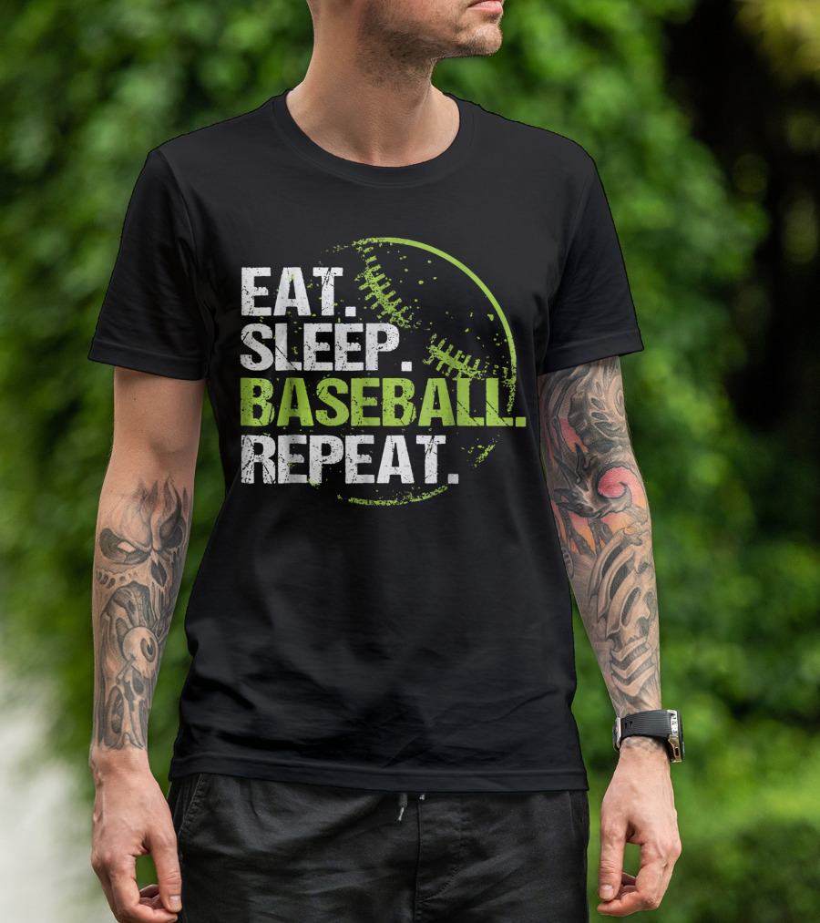 Eat Sleep Baseball Repeat Practice Training T-Shirt