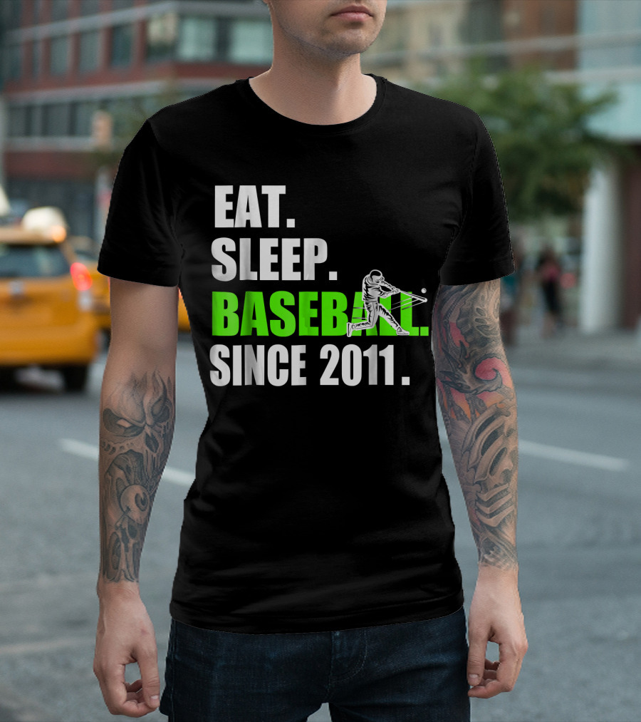 Eat Sleep Baseball Since 2011 Batter Swinging T-Shirt