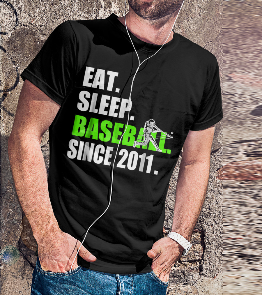 Eat Sleep Baseball Since 2011 Batter Swinging T-Shirt