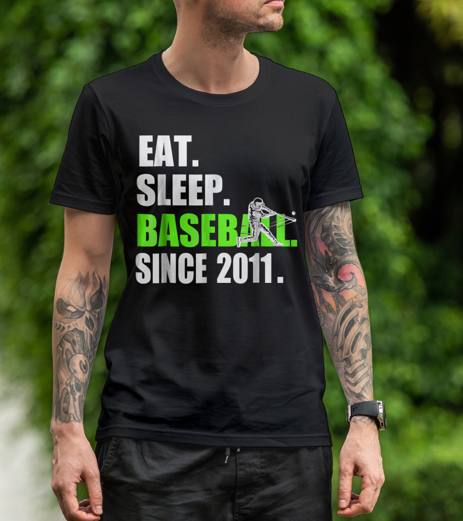 Eat Sleep Baseball Since 2011 Batter Swinging T-Shirt