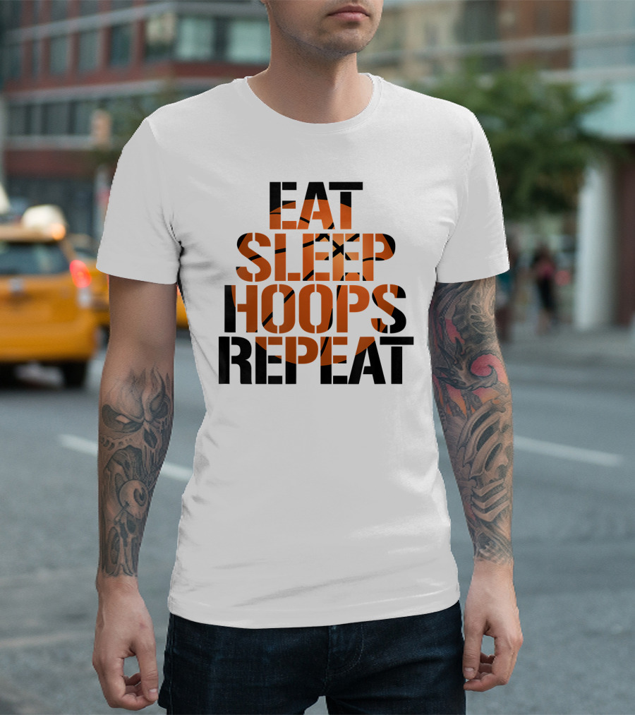Eat Sleep Hoops Repeat Basketball Orange T-Shirt