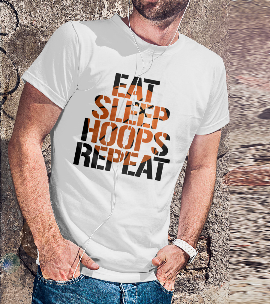 Eat Sleep Hoops Repeat Basketball Orange T-Shirt