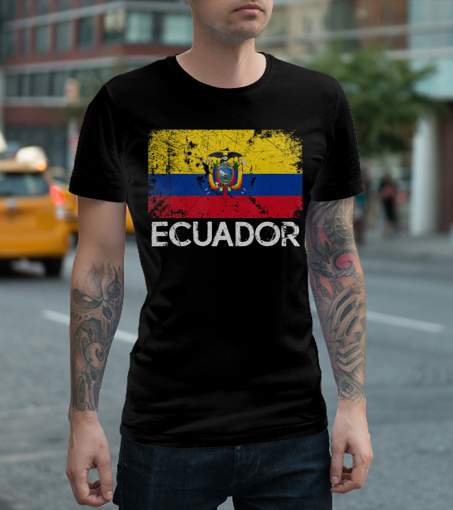 Ecuador Vintage Flag Grunge T-Shirt