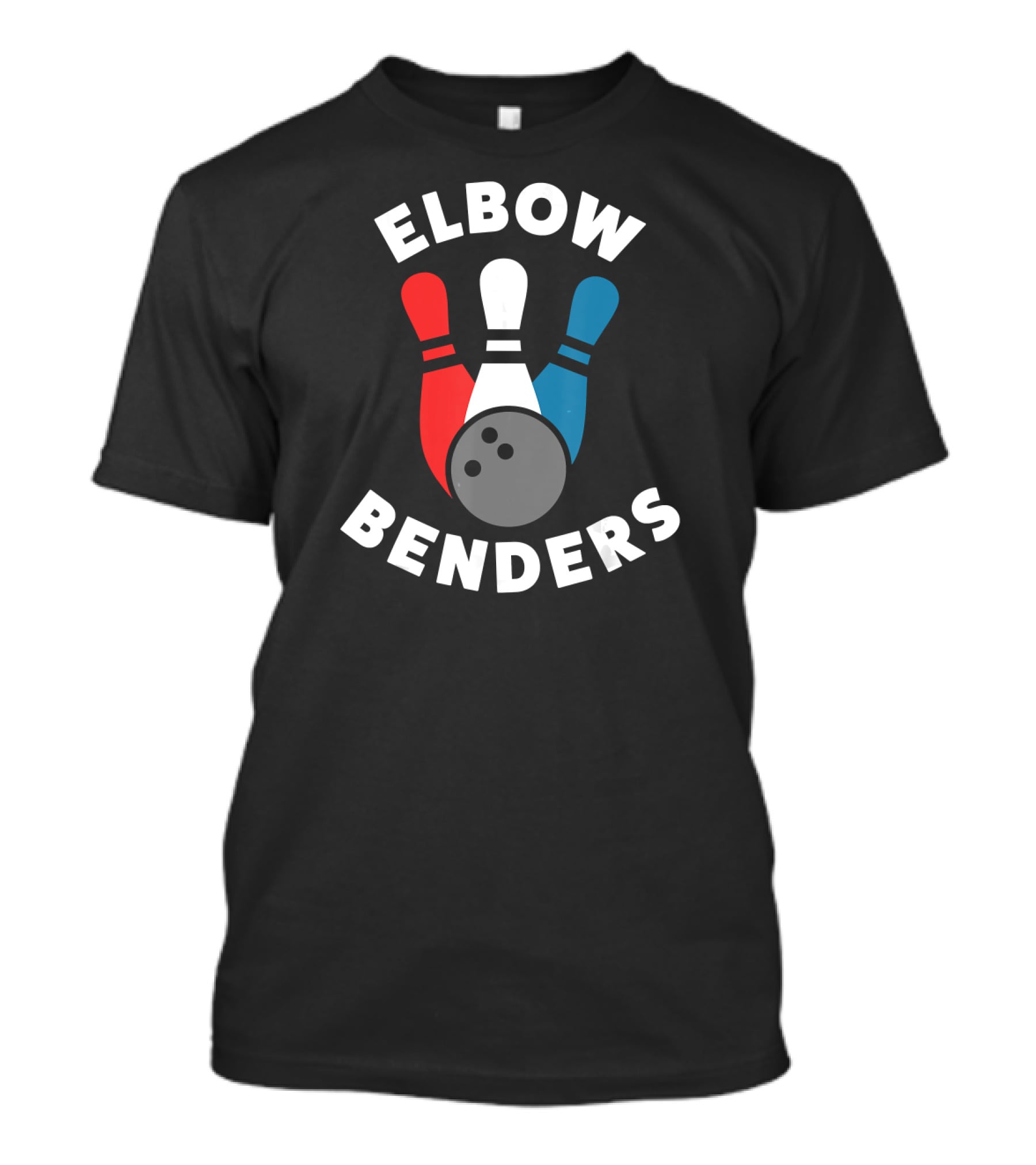 Elbow Benders Bowling League Team Pins And Ball T-Shirt