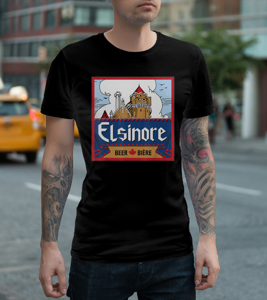 Elsinore Beer Bière Castle Design with Maple Leaf T-Shirt